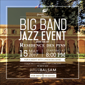 LEBANESE CENTER FOR PALLIATIVE CARE - BALSAM TO HOLD FUNDRAISING CONCERT AT THE RESIDENCE DES PINS MONDAY, MAY 15